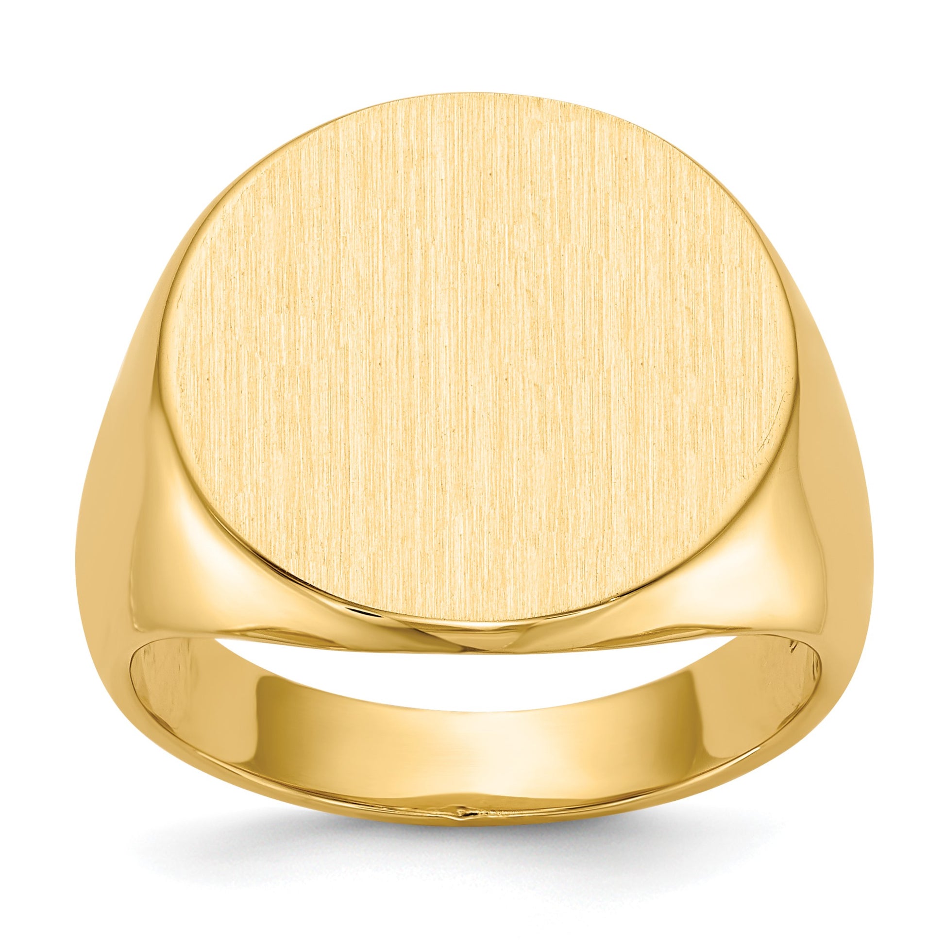 14k 18.0x17.5mm Round Closed Back Mens Signet Ring