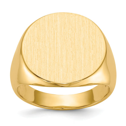 14k 18.0x17.5mm Round Closed Back Mens Signet Ring