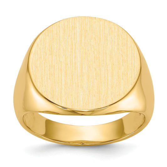 14k 18.0x17.5mm Round Closed Back Mens Signet Ring