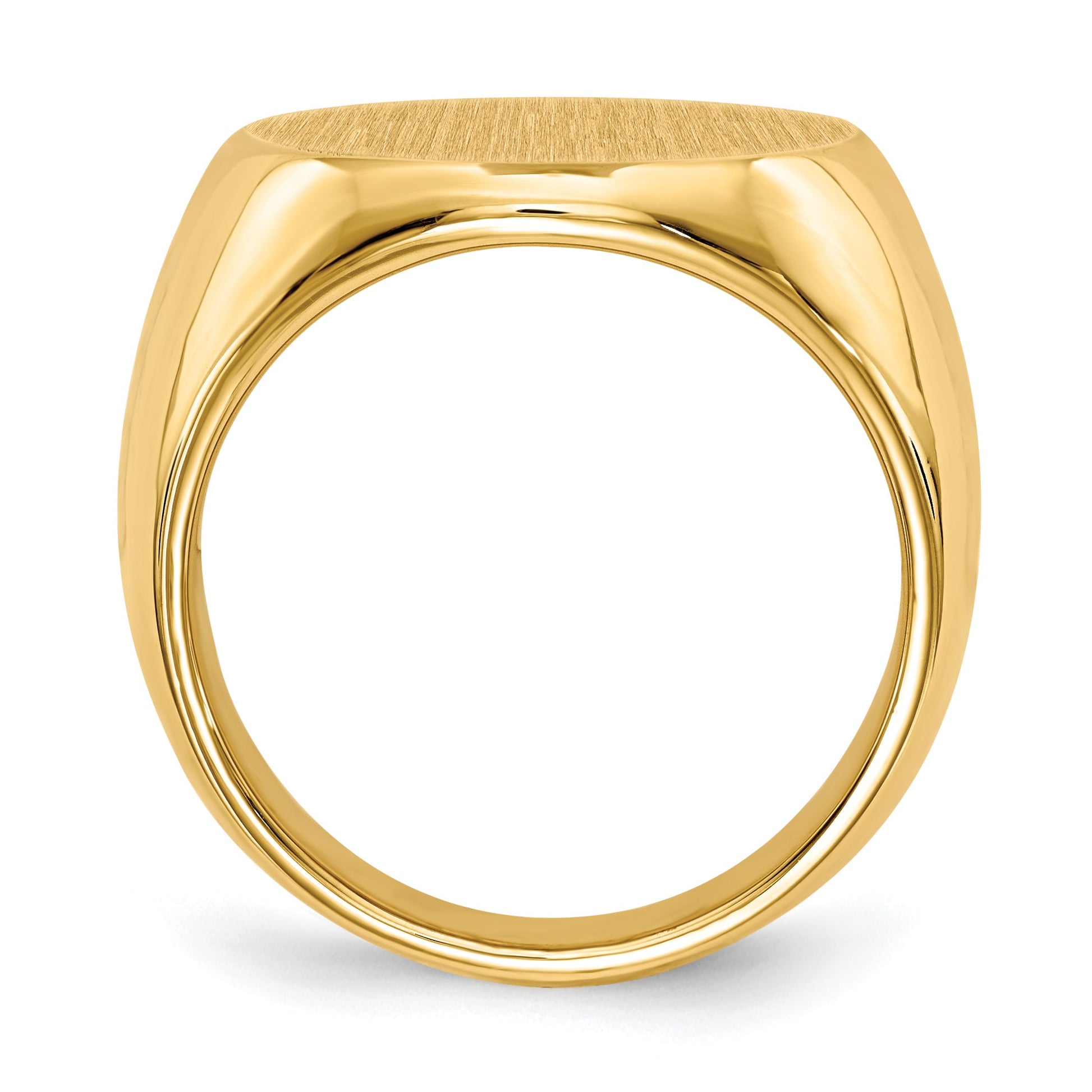14k 18.0x18.0mm Round Closed Back Mens Signet Ring