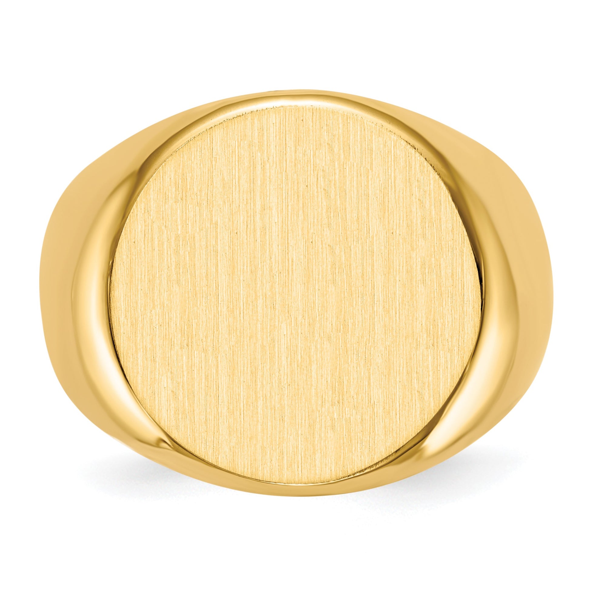 14k 18.0x18.0mm Round Closed Back Mens Signet Ring
