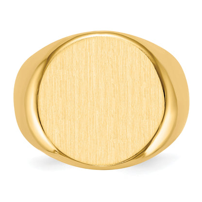 14k 18.0x18.0mm Round Closed Back Mens Signet Ring