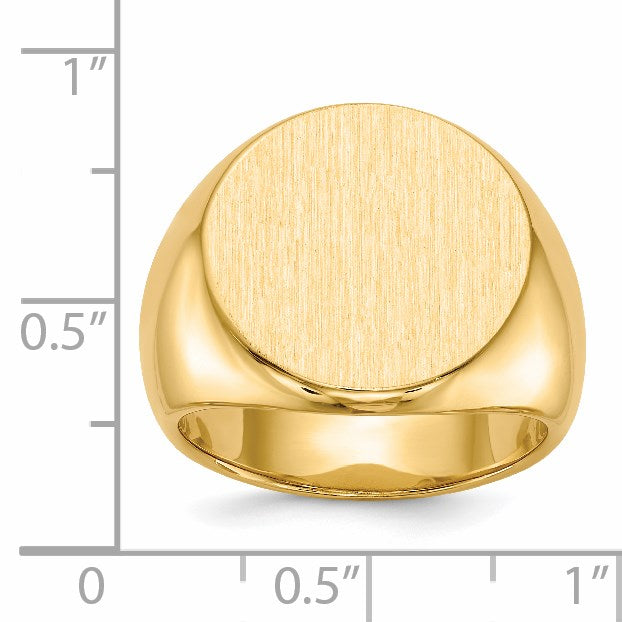 14k 18.0x18.0mm Round Closed Back Mens Signet Ring
