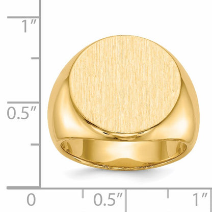 14k 18.0x18.0mm Round Closed Back Mens Signet Ring