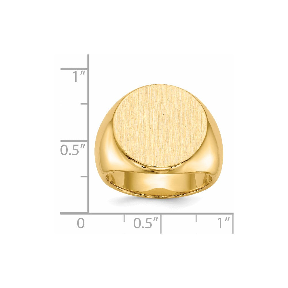 14k 18.0x18.0mm Closed Back Men's Signet Ring