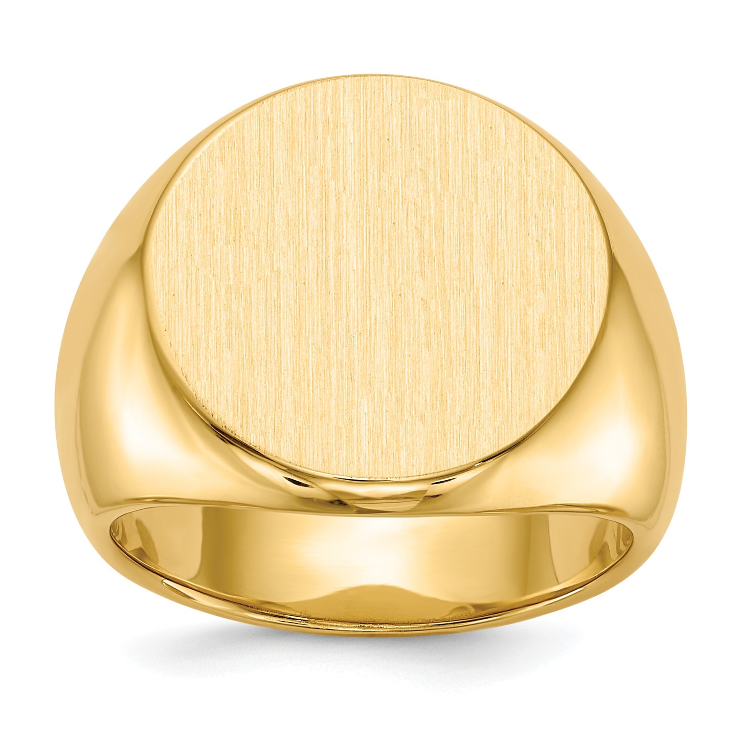 14k 18.0x18.0mm Round Closed Back Mens Signet Ring