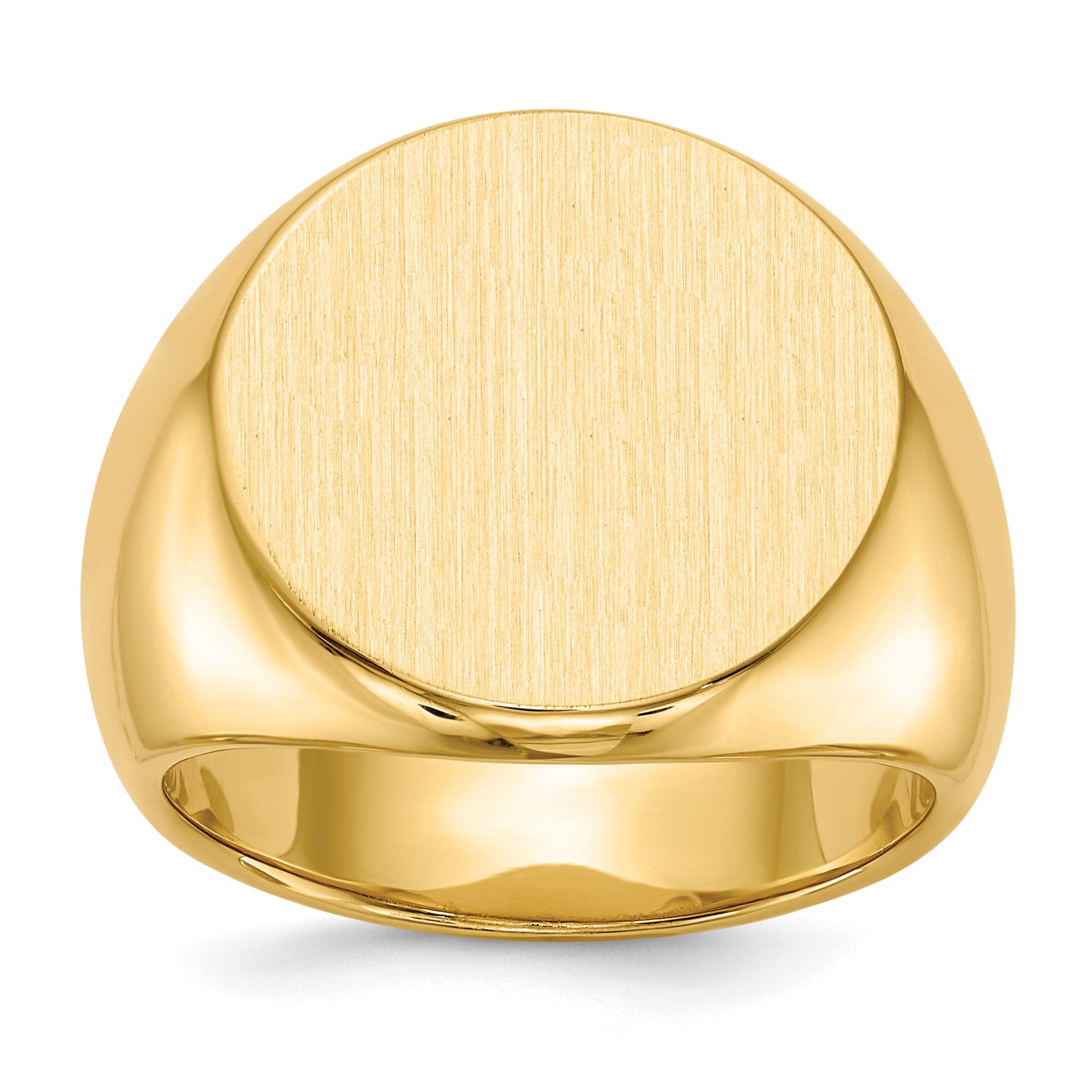 14k 18.0x18.0mm Round Closed Back Mens Signet Ring