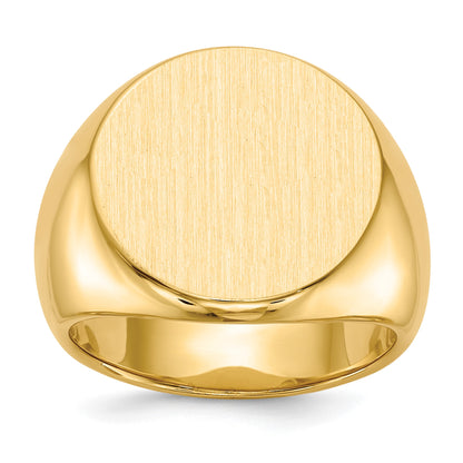 14k 18.0x18.0mm Round Closed Back Mens Signet Ring