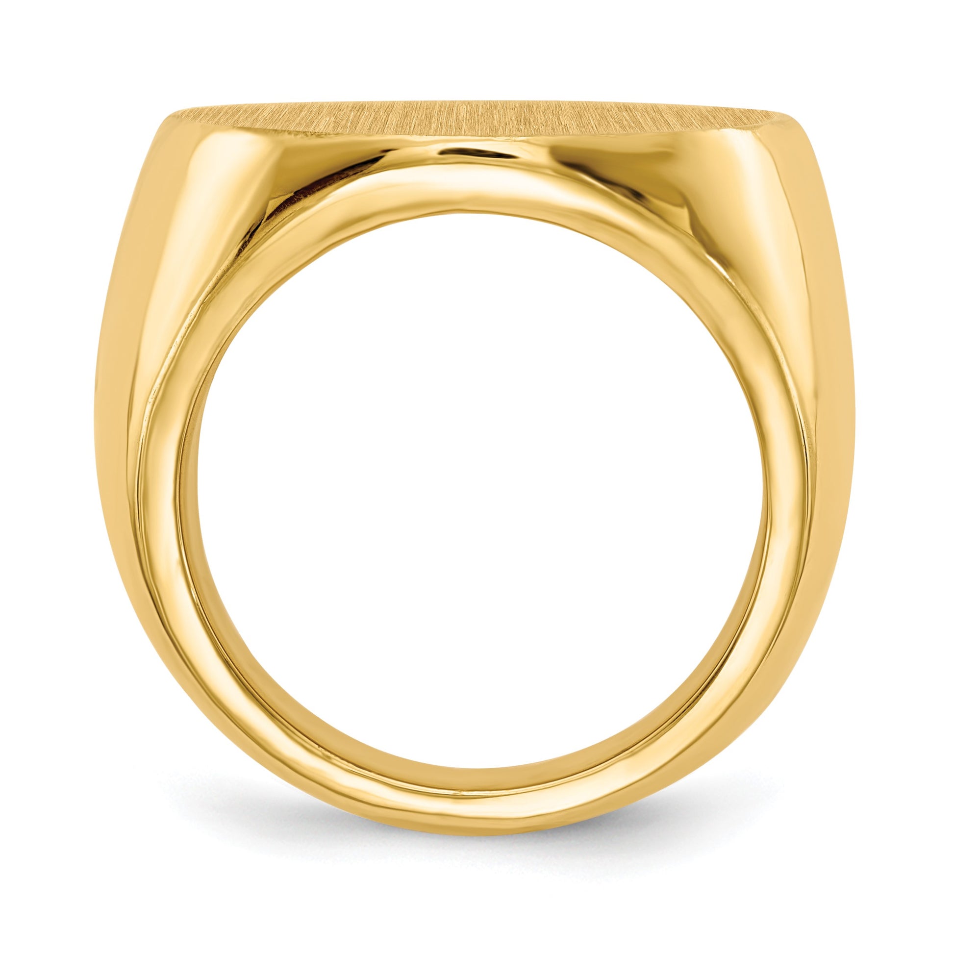 14k 21.0x21.5mm Round Closed Back Mens Signet Ring