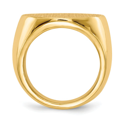 14k 21.0x21.5mm Round Closed Back Mens Signet Ring