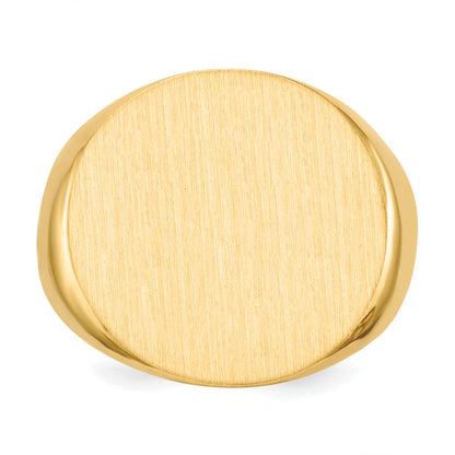 14k 21.0x21.5mm Round Closed Back Mens Signet Ring