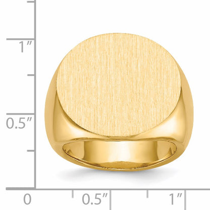 14k 21.0x21.5mm Round Closed Back Mens Signet Ring