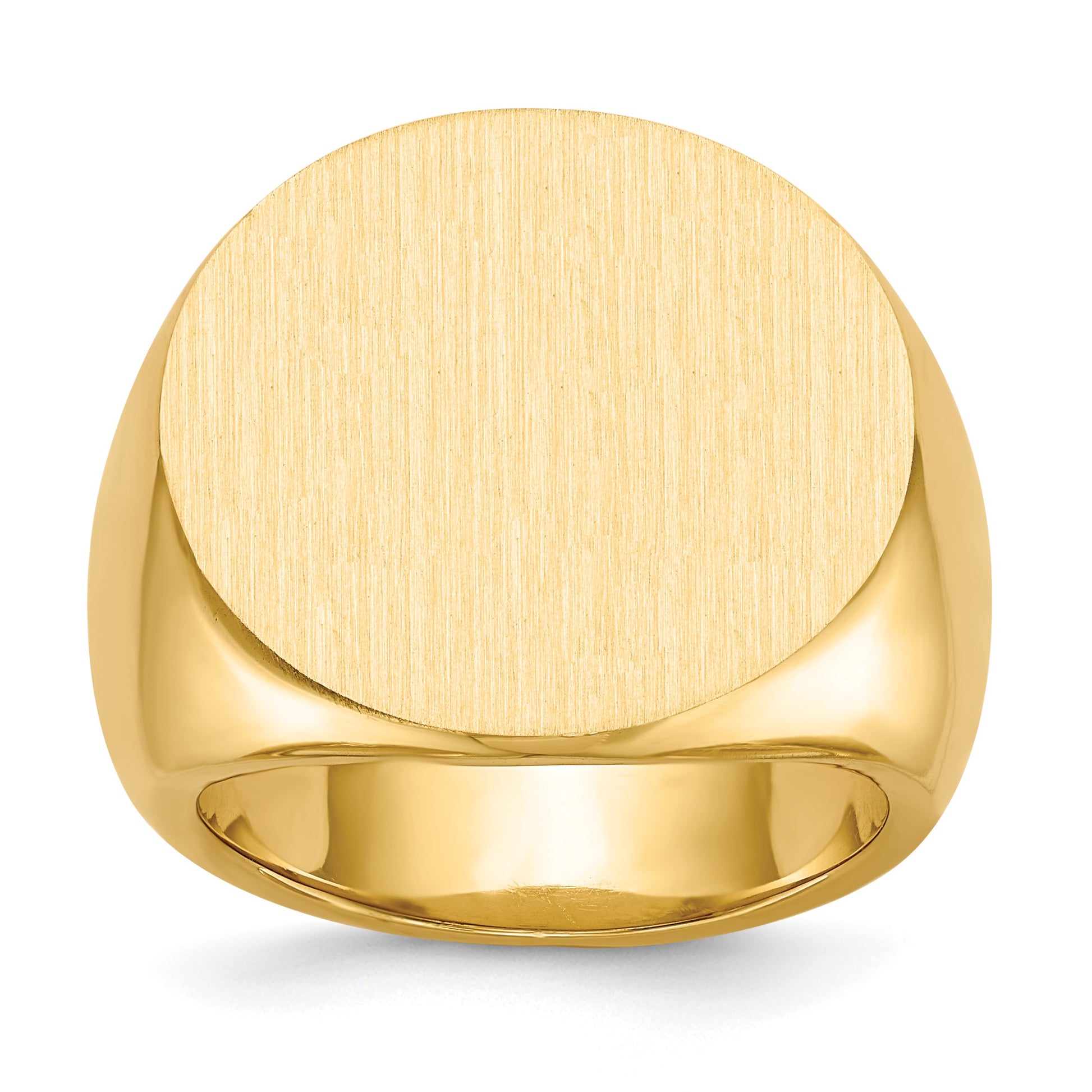 14k 21.0x21.5mm Round Closed Back Mens Signet Ring