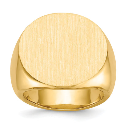 14k 21.0x21.5mm Round Closed Back Mens Signet Ring