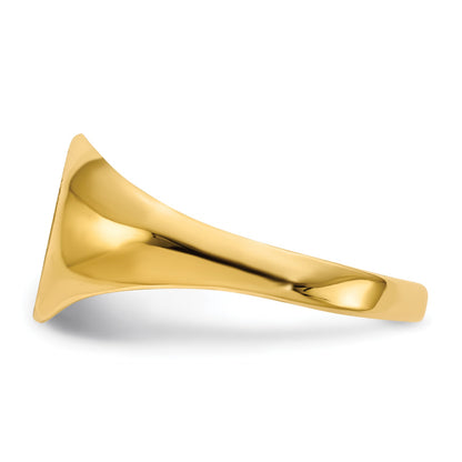 14k 9.5x8.5mm Round Open Back Signet Ring