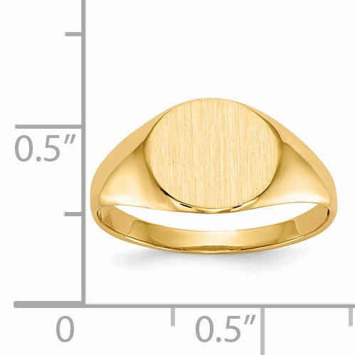 14k 9.5x8.5mm Round Open Back Signet Ring