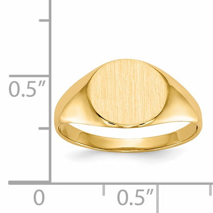 14k 9.5x8.5mm Round Open Back Signet Ring