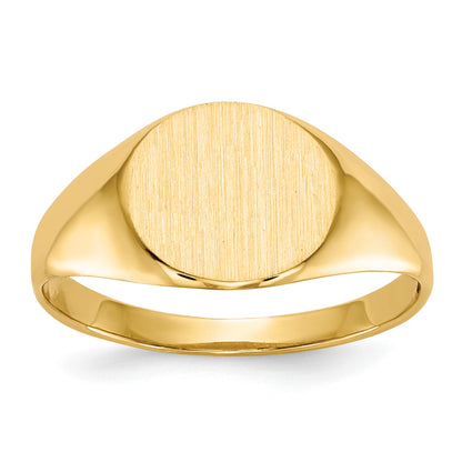14k 9.5x8.5mm Round Open Back Signet Ring