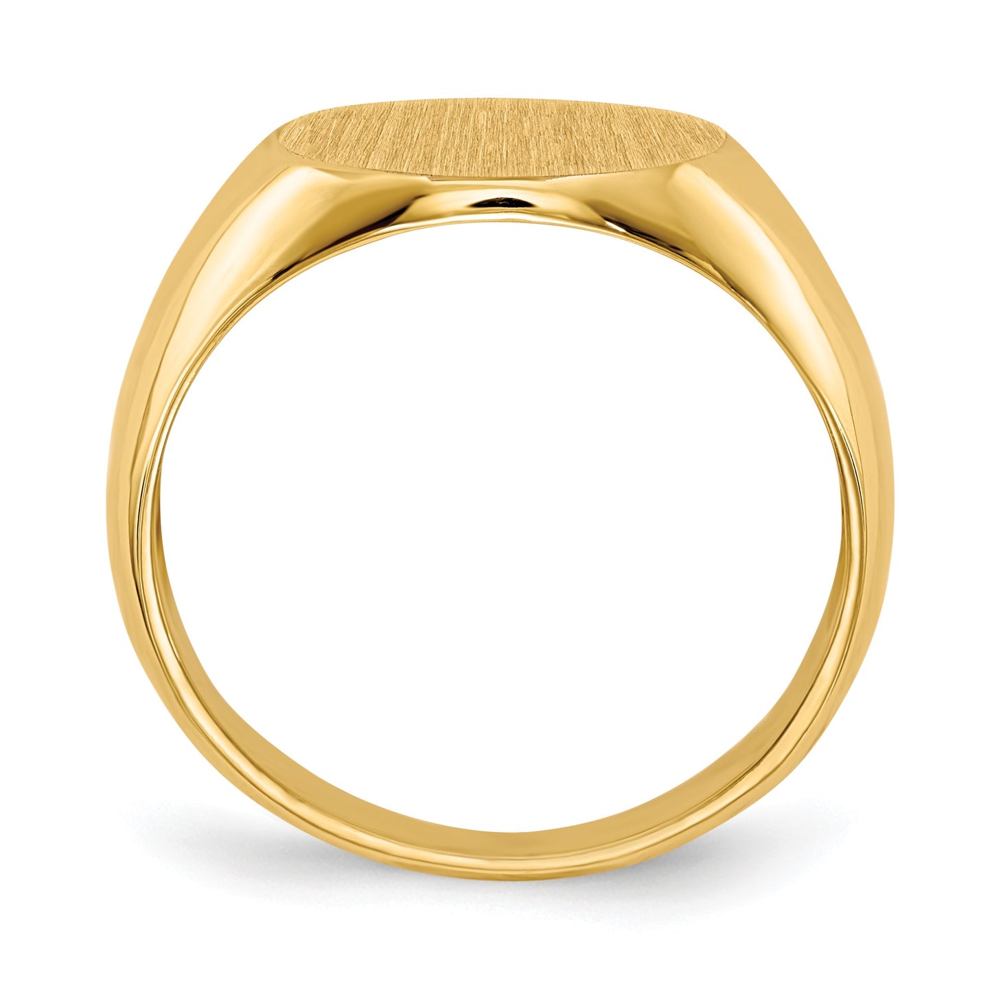 14k 13.5x12.5mm Round Open Back Mens Signet Ring