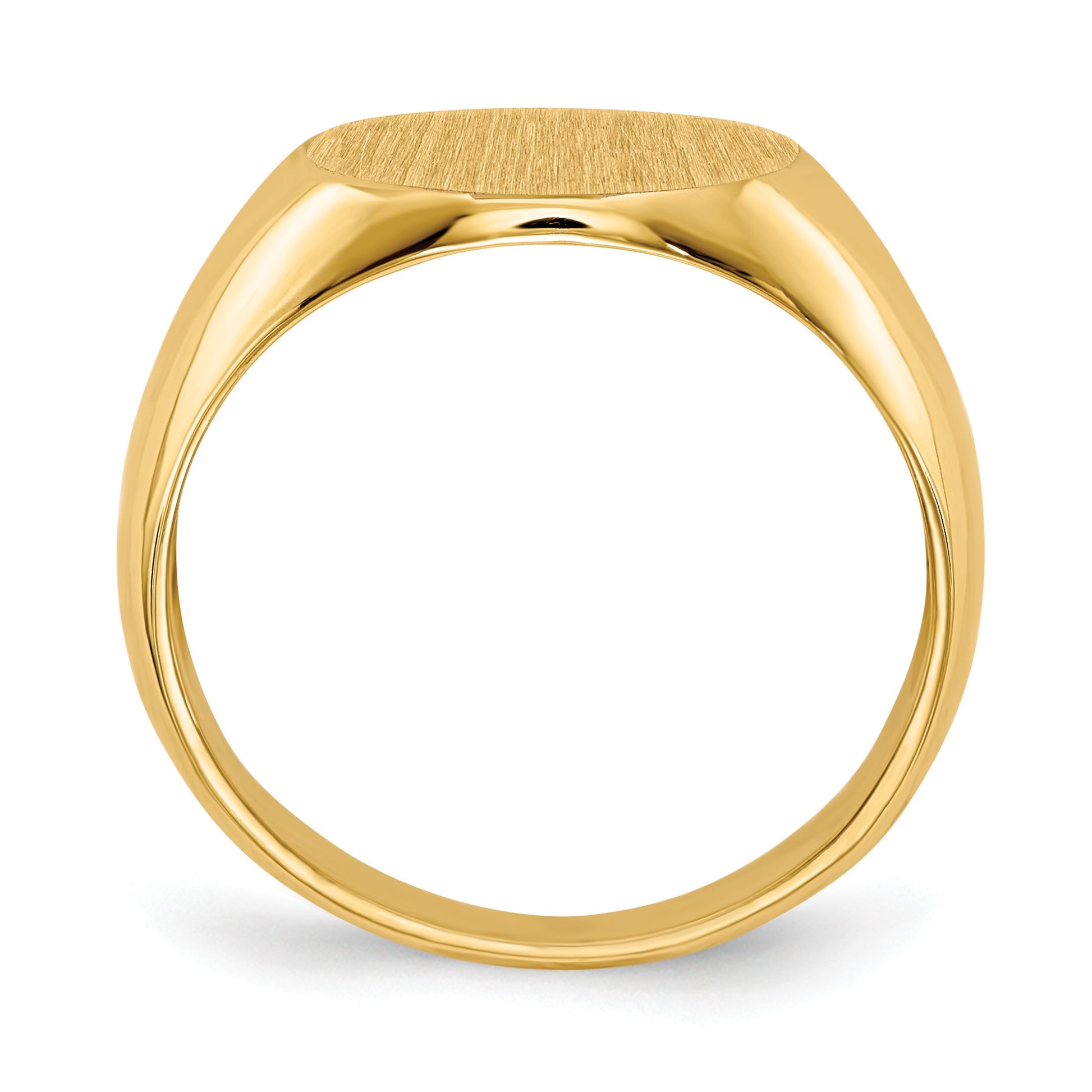 14k 13.5x12.5mm Round Open Back Mens Signet Ring