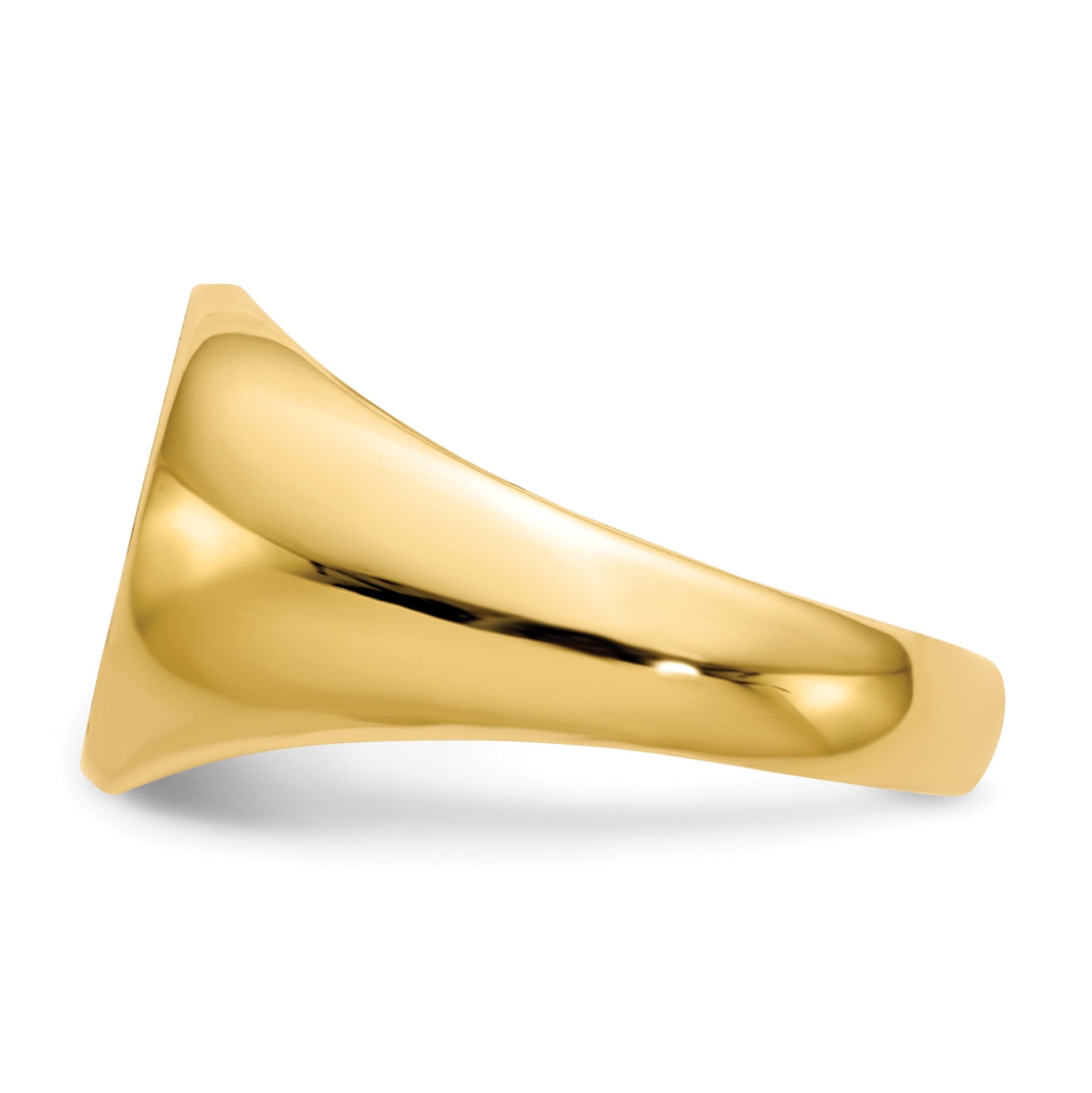 14k 13.5x12.5mm Round Open Back Mens Signet Ring