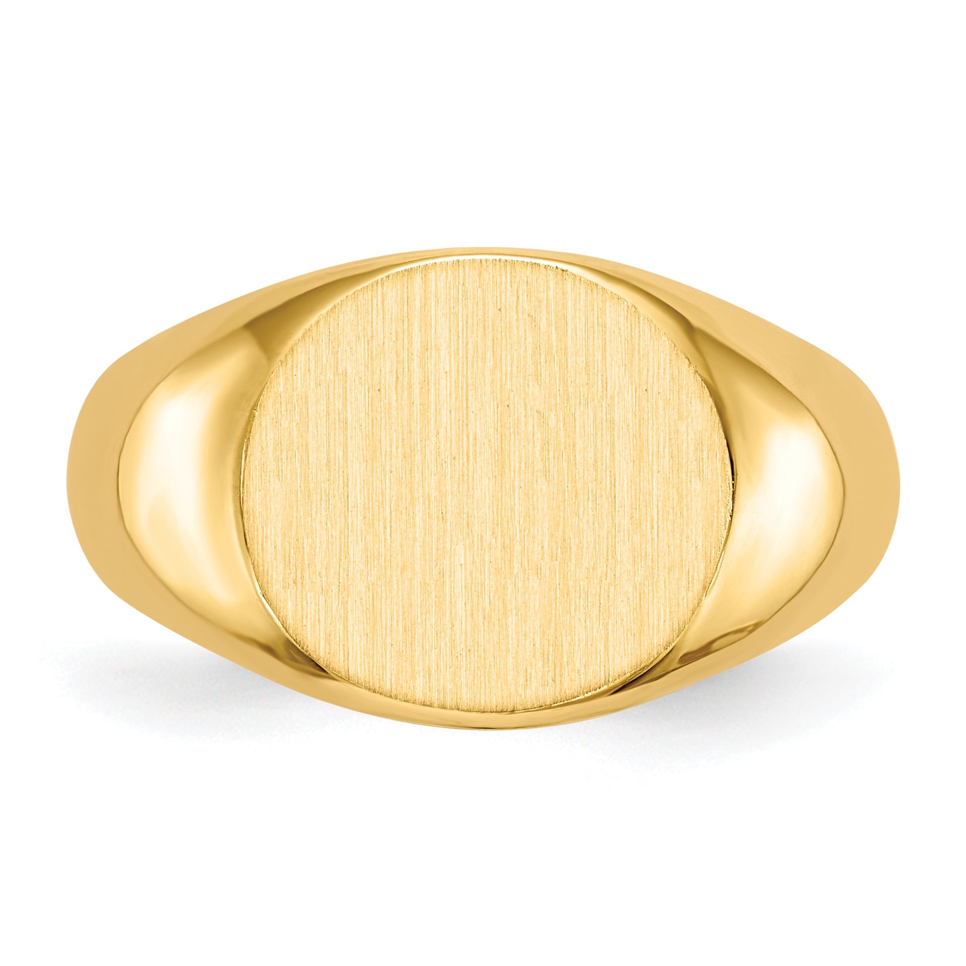 14k 13.5x12.5mm Round Open Back Mens Signet Ring