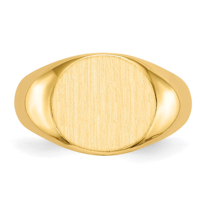 14k 13.5x12.5mm Round Open Back Mens Signet Ring