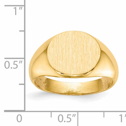 14k 13.5x12.5mm Round Open Back Mens Signet Ring