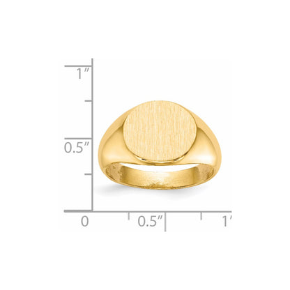 14k 12.5x13.5mm Open Back Mens Signet Ring