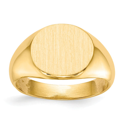 14k 13.5x12.5mm Round Open Back Mens Signet Ring