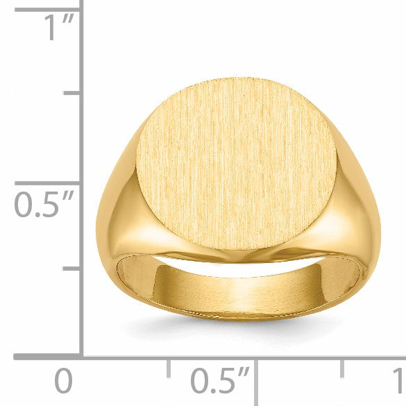 14k 15.5x15.0mm Round Open Back Signet Ring