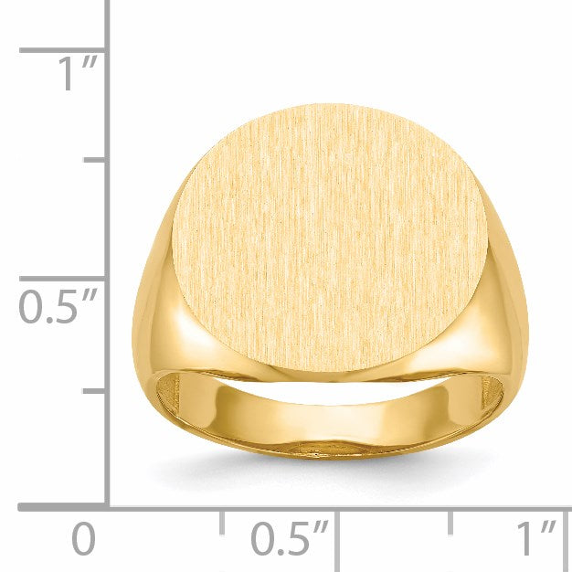 14k 18.0x17.5mm Round Open Back Mens Signet Ring