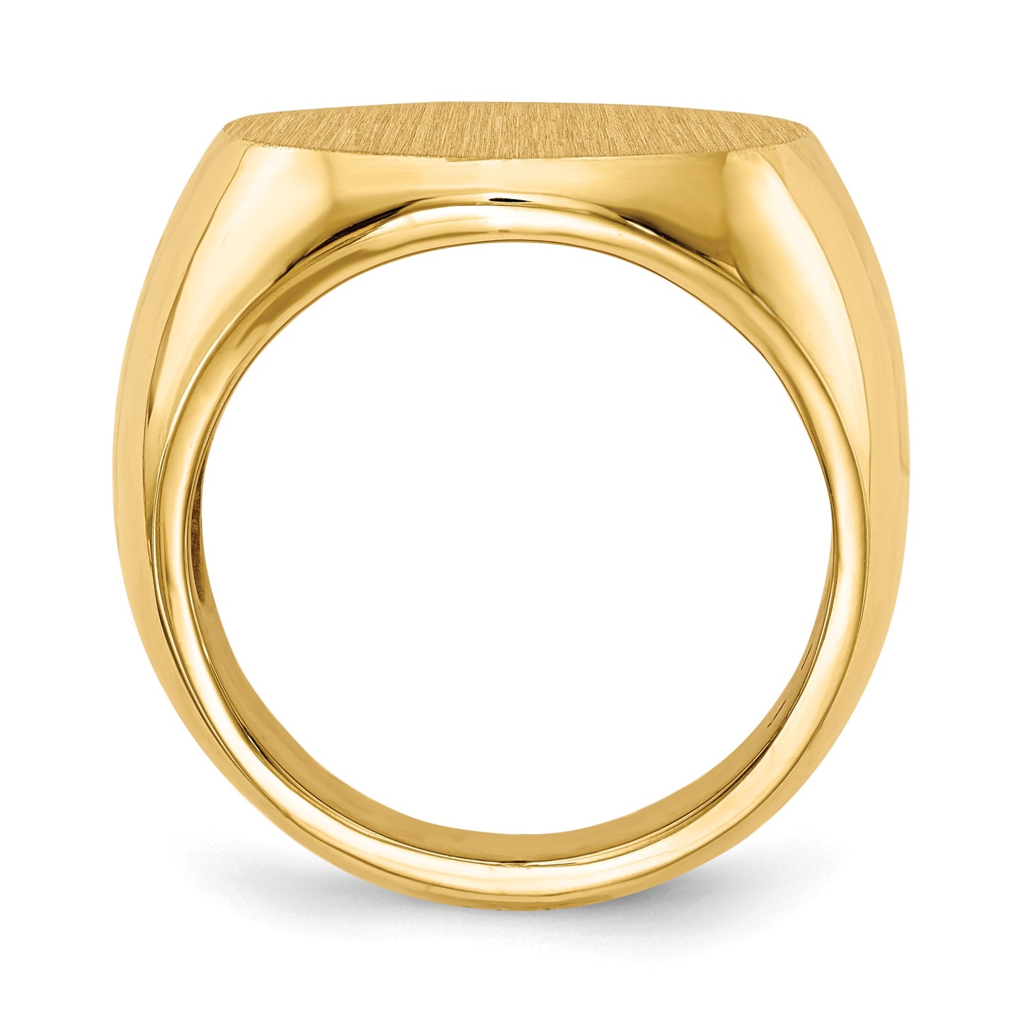 14k 18.0x18.0mm Round Open Back Mens Signet Ring