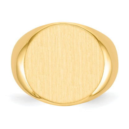 14k 18.0x18.0mm Round Open Back Mens Signet Ring