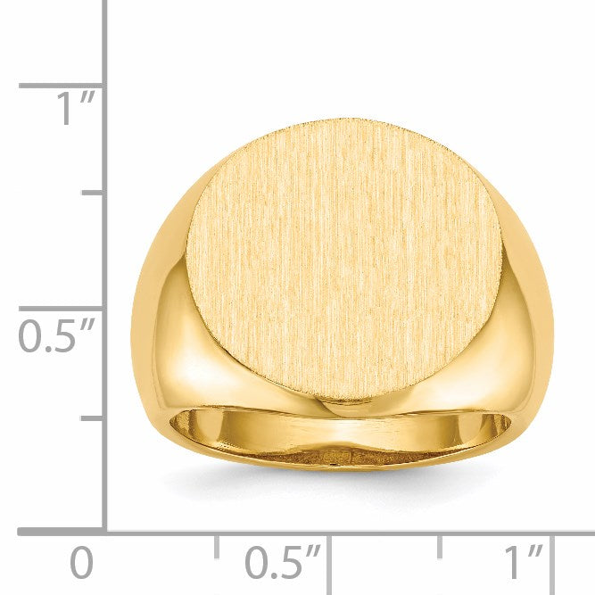 14k 18.0x18.0mm Round Open Back Mens Signet Ring
