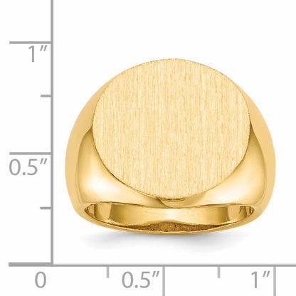14k 18.0x18.0mm Round Open Back Mens Signet Ring