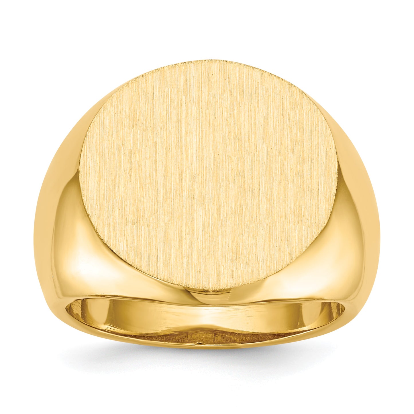 14k 18.0x18.0mm Round Open Back Mens Signet Ring