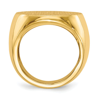 14k 21.0x21.5mm Round Open Back Mens Signet Ring