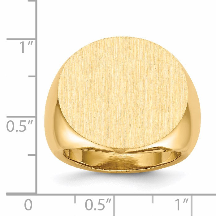 14k 21.0x21.5mm Round Open Back Mens Signet Ring