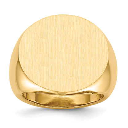 14k 21.0x21.5mm Round Open Back Mens Signet Ring