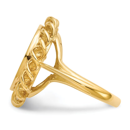 14k 15.0x14.5mm Oval Open Back Scalloped Edge Signet Ring