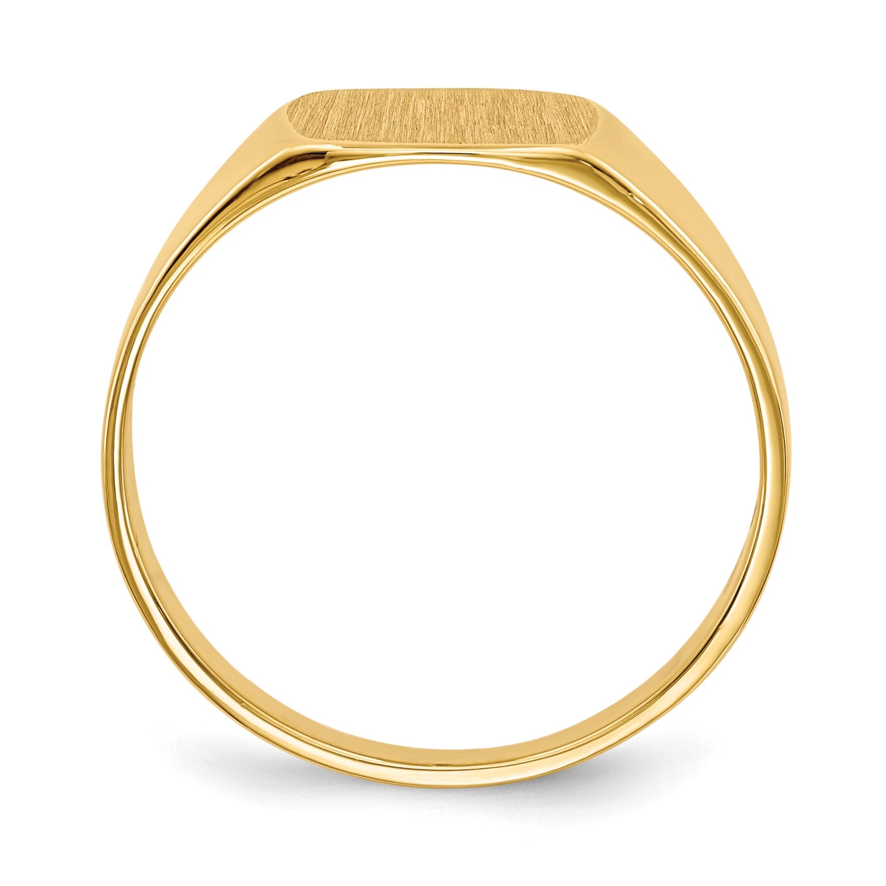 14k 9.0x8.5mm Cushion Closed Back Signet Ring