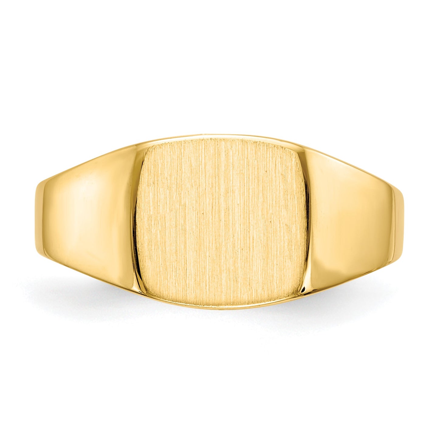 14k 9.0x8.5mm Cushion Closed Back Signet Ring