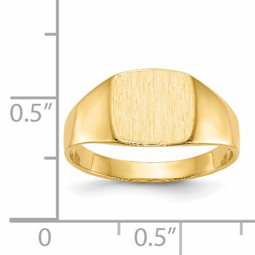14k 9.0x8.5mm Cushion Closed Back Signet Ring