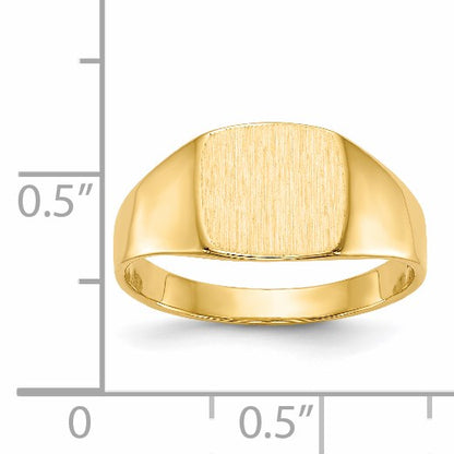 14k 9.0x8.5mm Cushion Closed Back Signet Ring