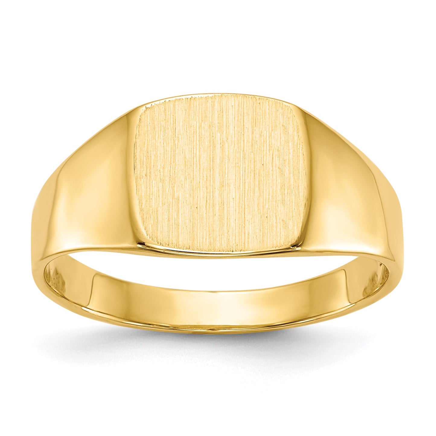 14k 9.0x8.5mm Cushion Closed Back Signet Ring