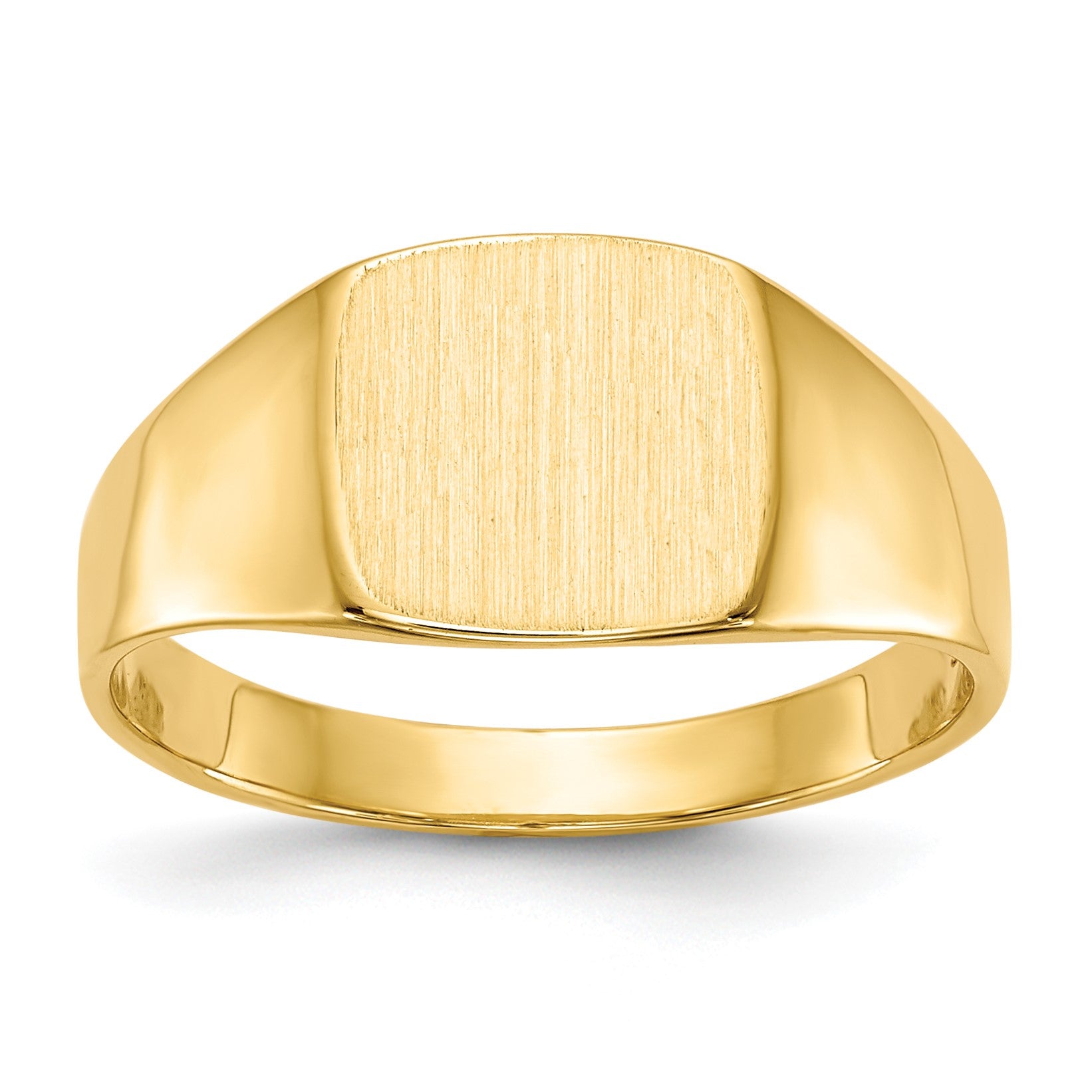 14k 9.0x8.5mm Cushion Closed Back Signet Ring