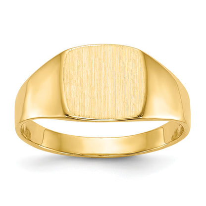 14k 9.0x8.5mm Cushion Closed Back Signet Ring