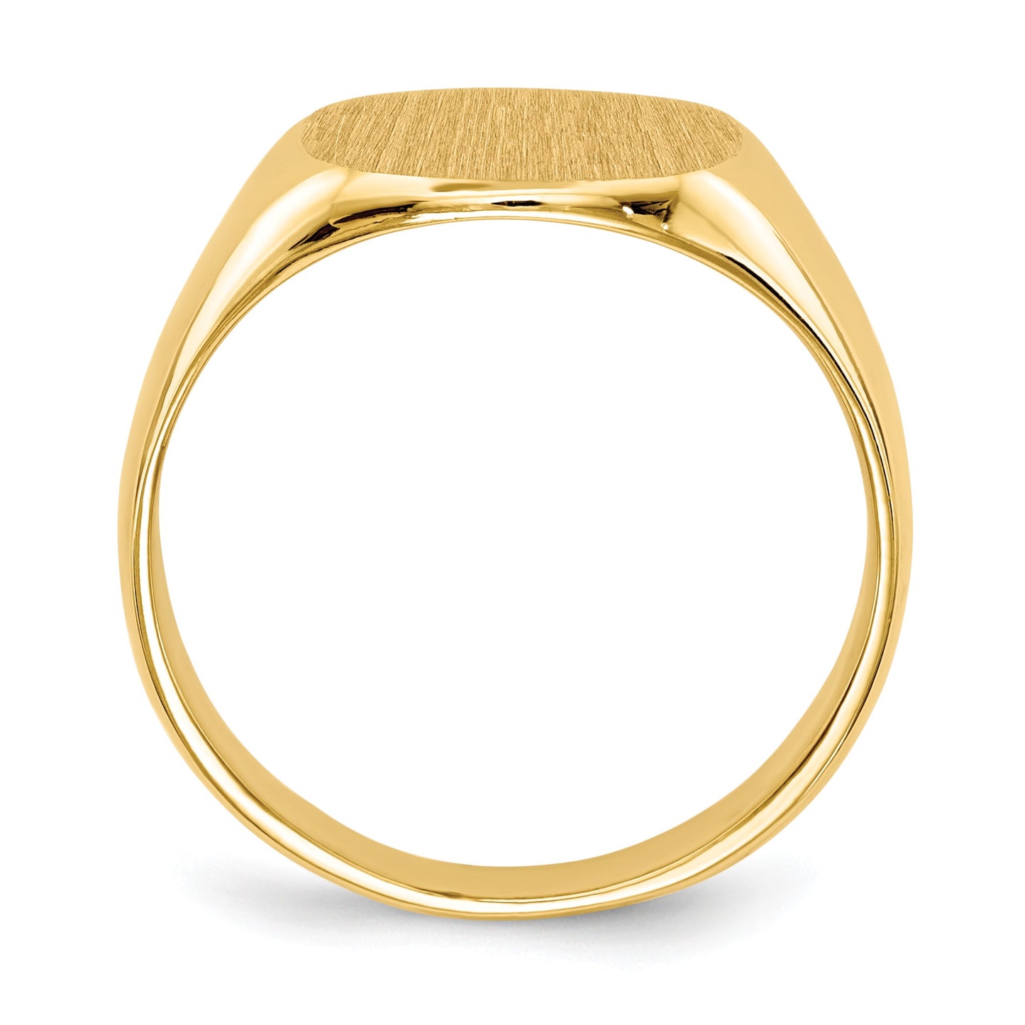 14k 13.5x12.5mm Cushion Closed Back Mens Signet Ring