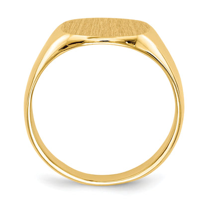 14k 13.5x12.5mm Cushion Closed Back Mens Signet Ring